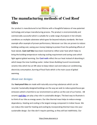 The manufacturing methods of Cool Roof tiles