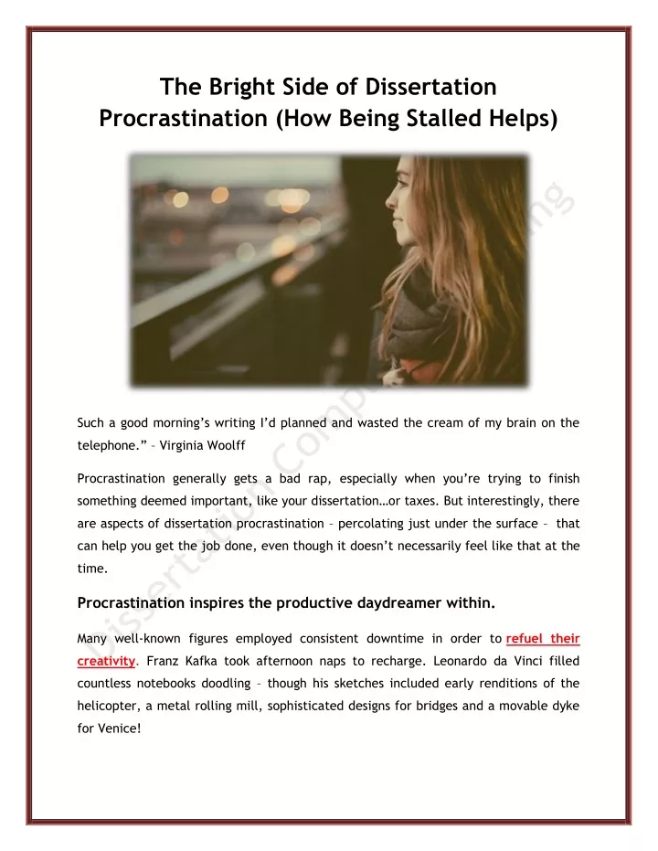 the bright side of dissertation procrastination