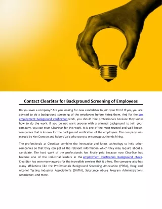 contact clearstar for background screening