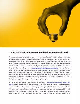 clearstar get employment verification background