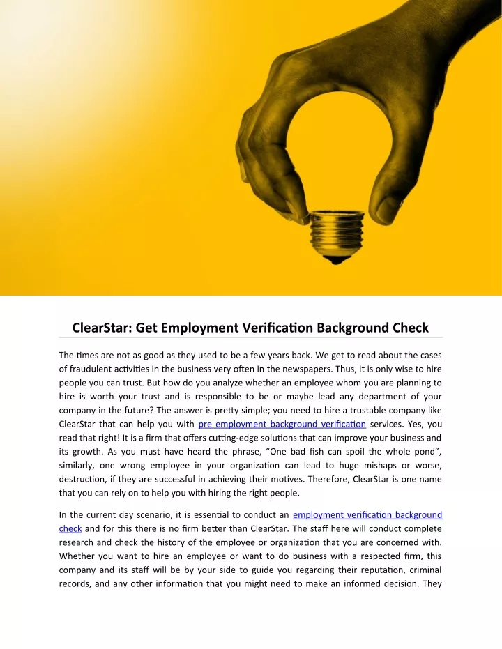 clearstar get employment verification background