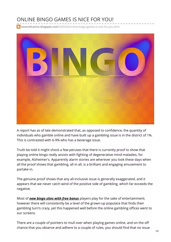 online bingo games is nice for you