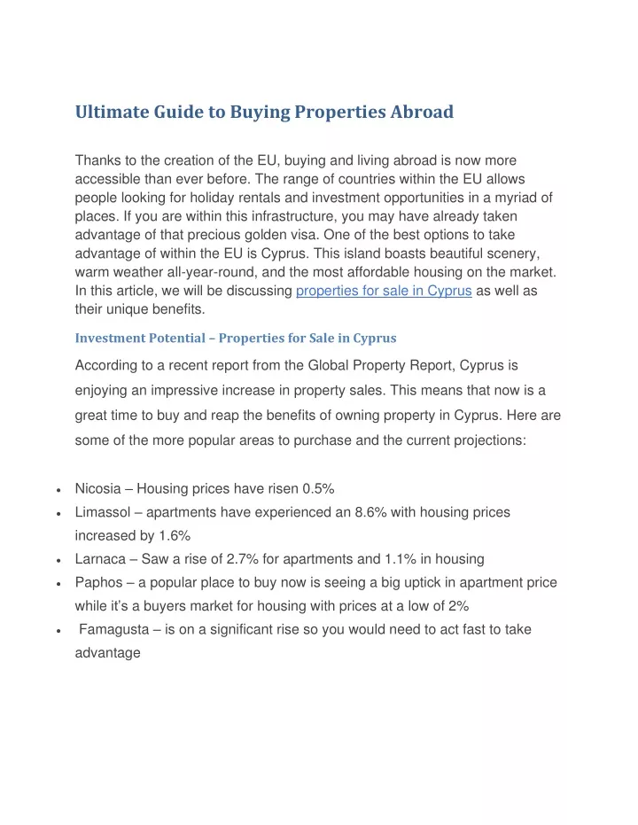 ultimate guide to buying properties abroad