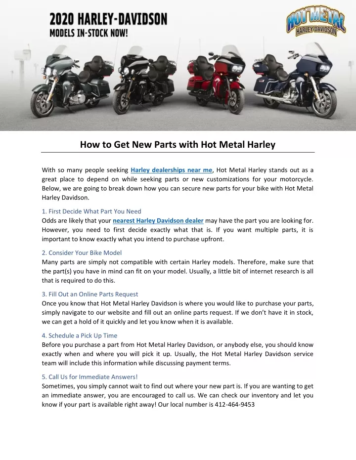 how to get new parts with hot metal harley