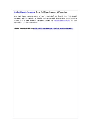 best taxi dispatch framework cheap taxi dispatch
