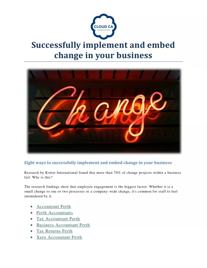 successfully implement and embed change in your
