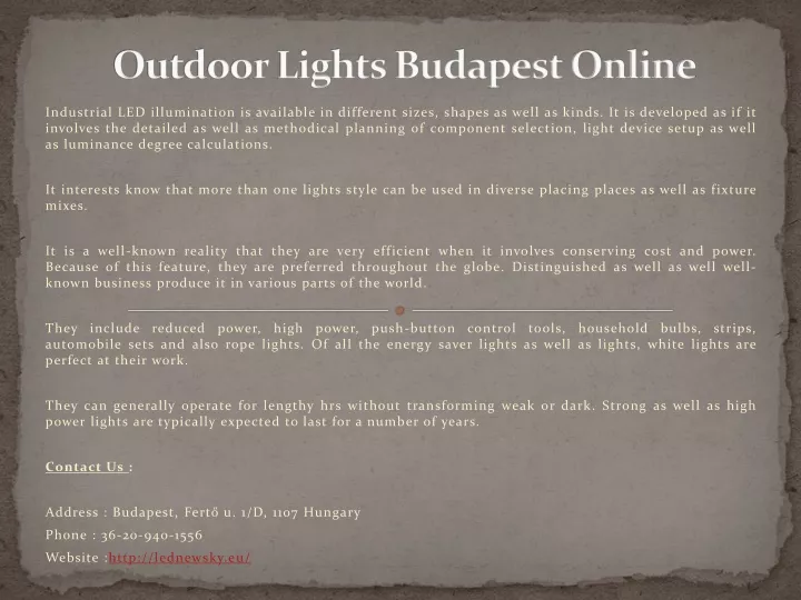 outdoor lights budapest online