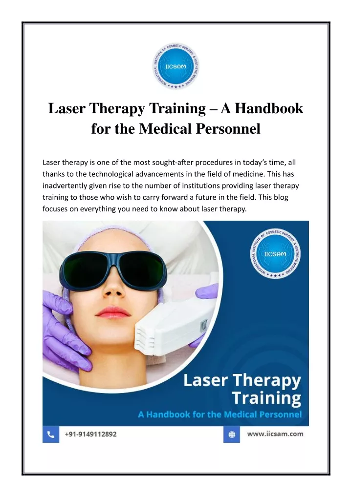 laser therapy training a handbook for the medical