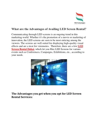 what are the advantages of availing led screen