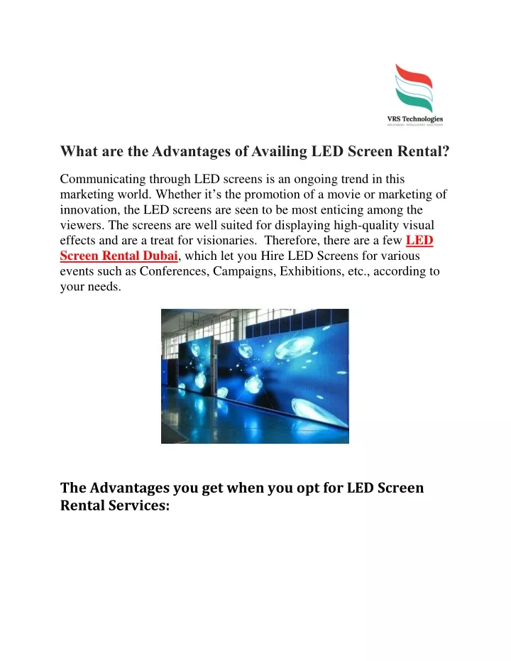 what are the advantages of availing led screen
