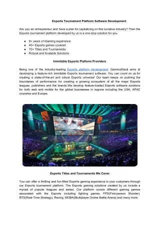 Esports Platform Development