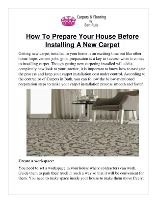 How To Prepare Your House Before Installing A New Carpet