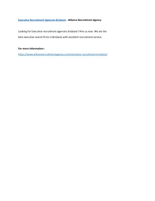 executive recruitment agencies brisbane alliance