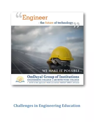 Challenges in Engineering Education