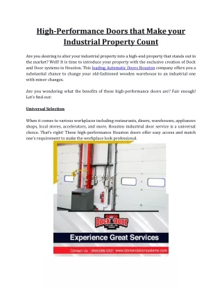 high performance doors that make your industrial