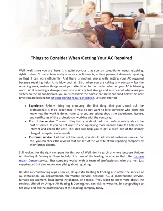 things to consider when getting your ac repaired