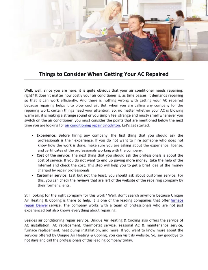 things to consider when getting your ac repaired