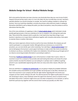 website design for school medical website design