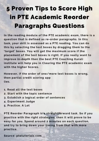 5 Proven Tips to Score High in PTE Academic Reorder Paragraphs Questions