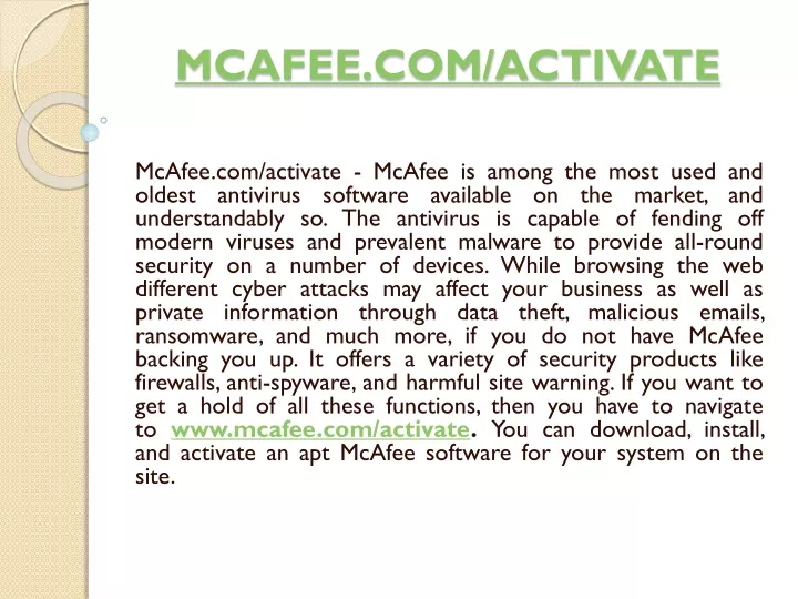 mcafee com activate