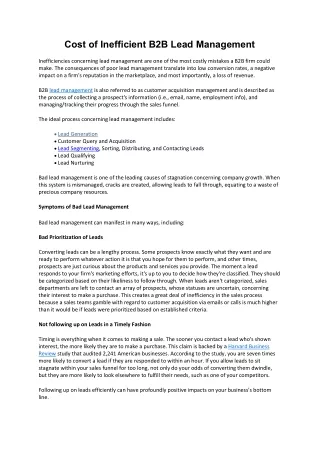 cost of inefficient b2b lead management