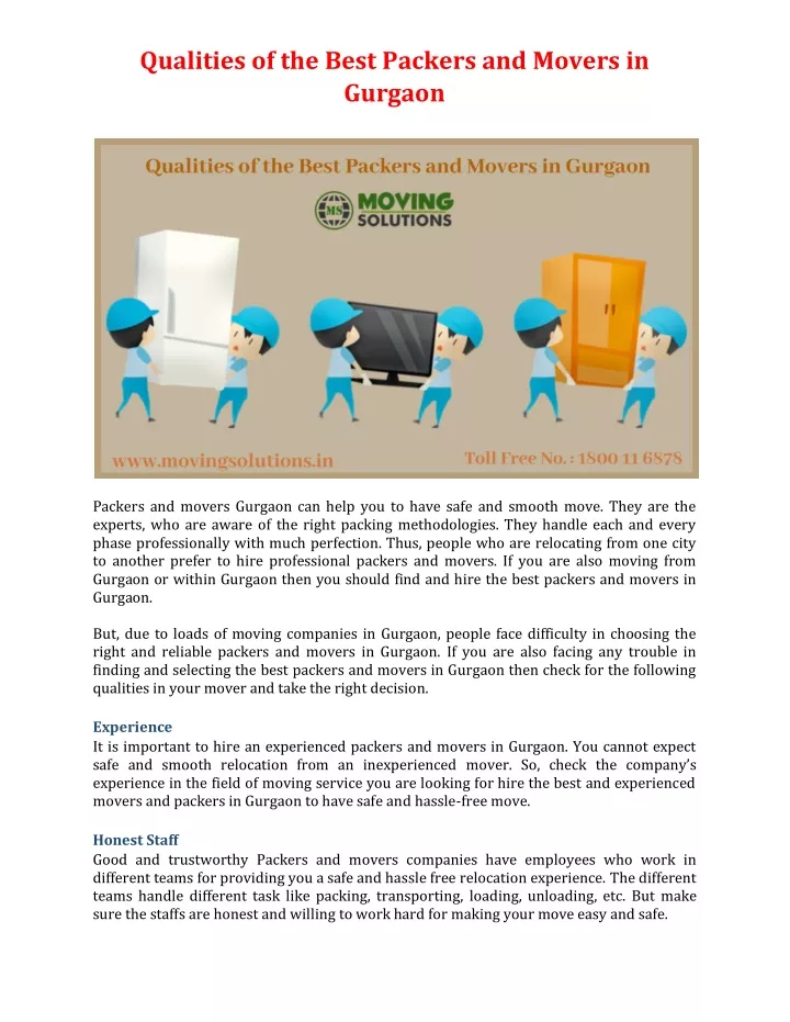 qualities of the best packers and movers