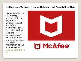mcafee com activate login uninstall and reinstall