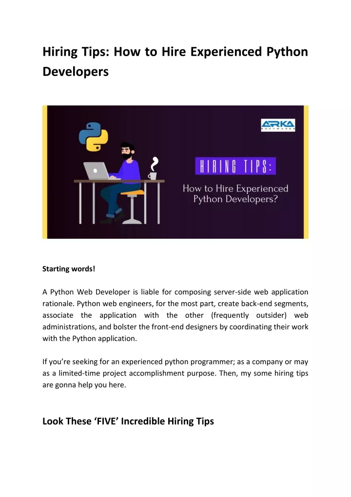 hiring tips how to hire experienced python