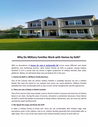 Why Do Military Families Work with Homes by Kelli?