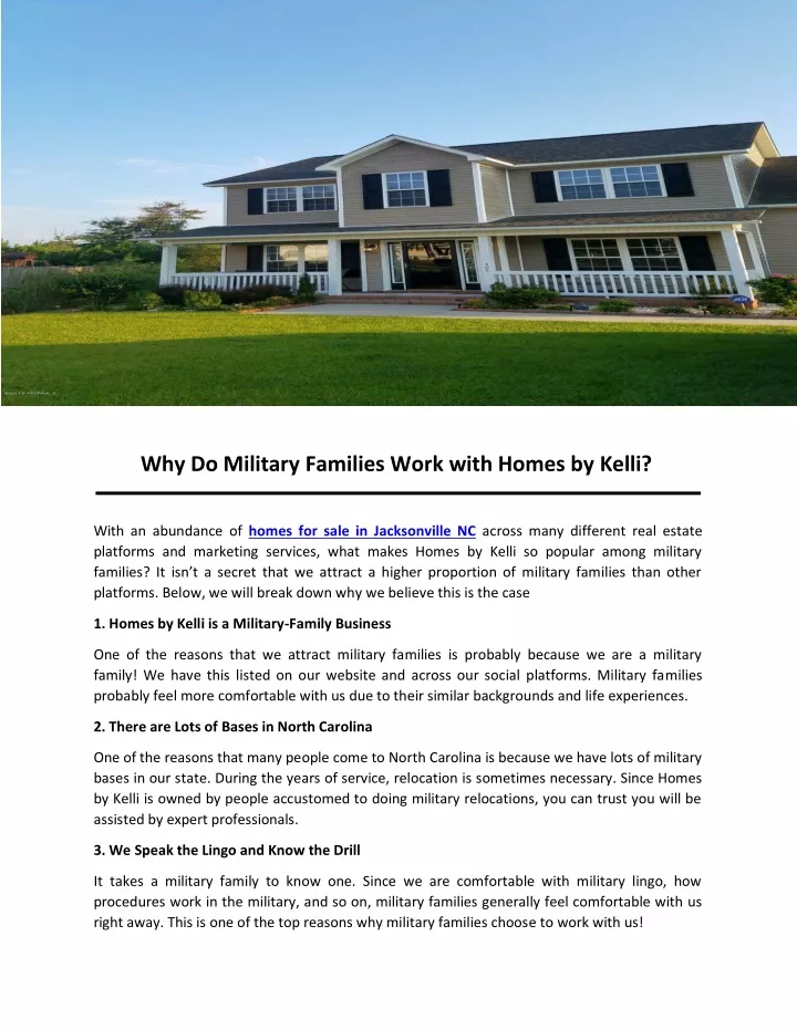 why do military families work with homes by kelli