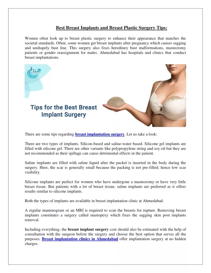 best breast implants and breast plastic surgery