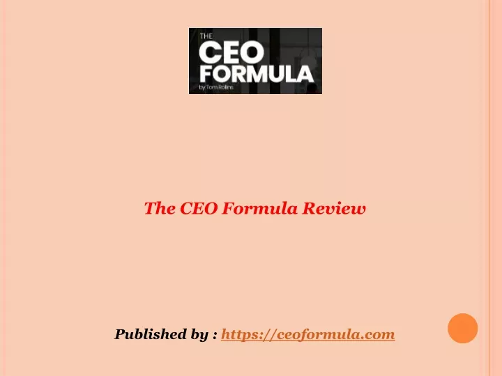 the ceo formula review published by https