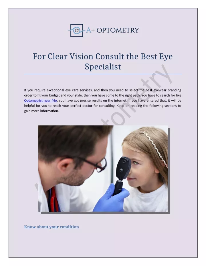 for clear vision consult the best eye specialist