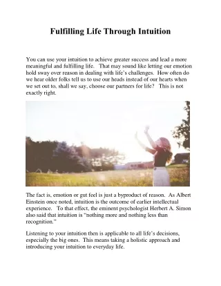 fulfilling life through intuition