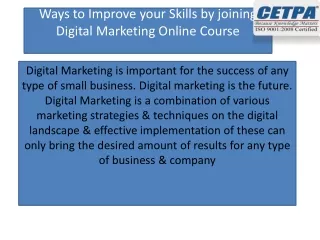 ways to improve your skills by joining digital marketing online course