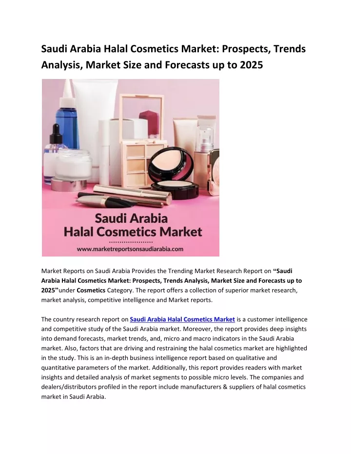 saudi arabia halal cosmetics market prospects
