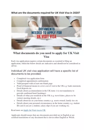 what are the documents required for uk visit visa