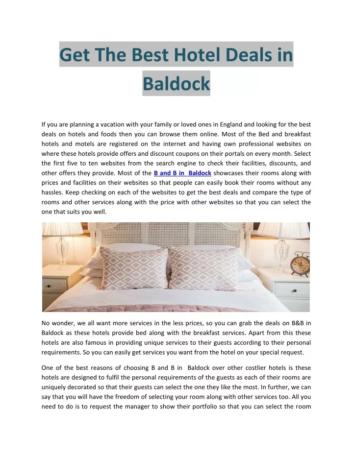get the best hotel deals in baldock