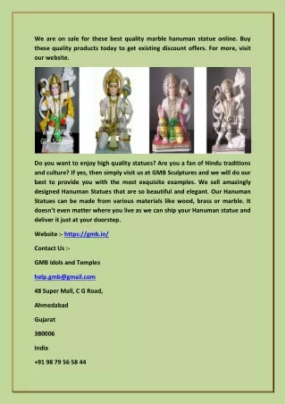 Hanuman Statue for Sale - Gmb.in