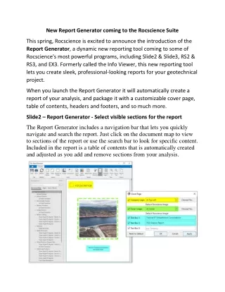 New Report Generator coming to the Rocscience Suite