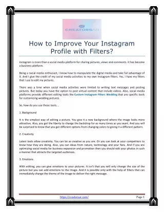 How to Improve Your Instagram Profile with Filters?
