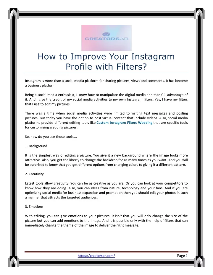 how to improve your instagram profile with filters