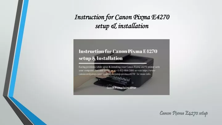 instruction for canon pixma e4270 setup