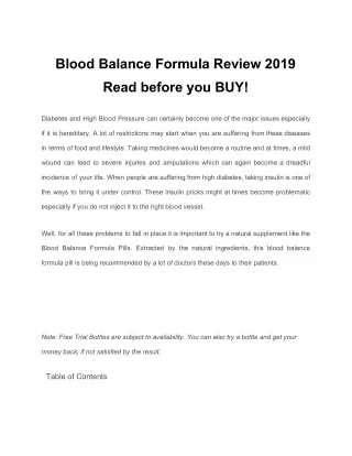 blood balance formula review 2019
