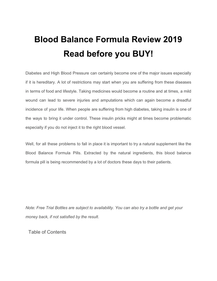 blood balance formula review 2019