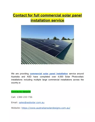 Contact for full commercial solar panel installation service