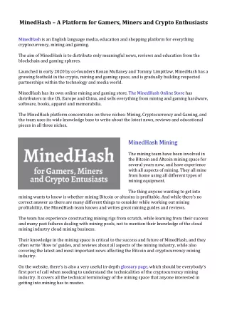 Minedhash PR