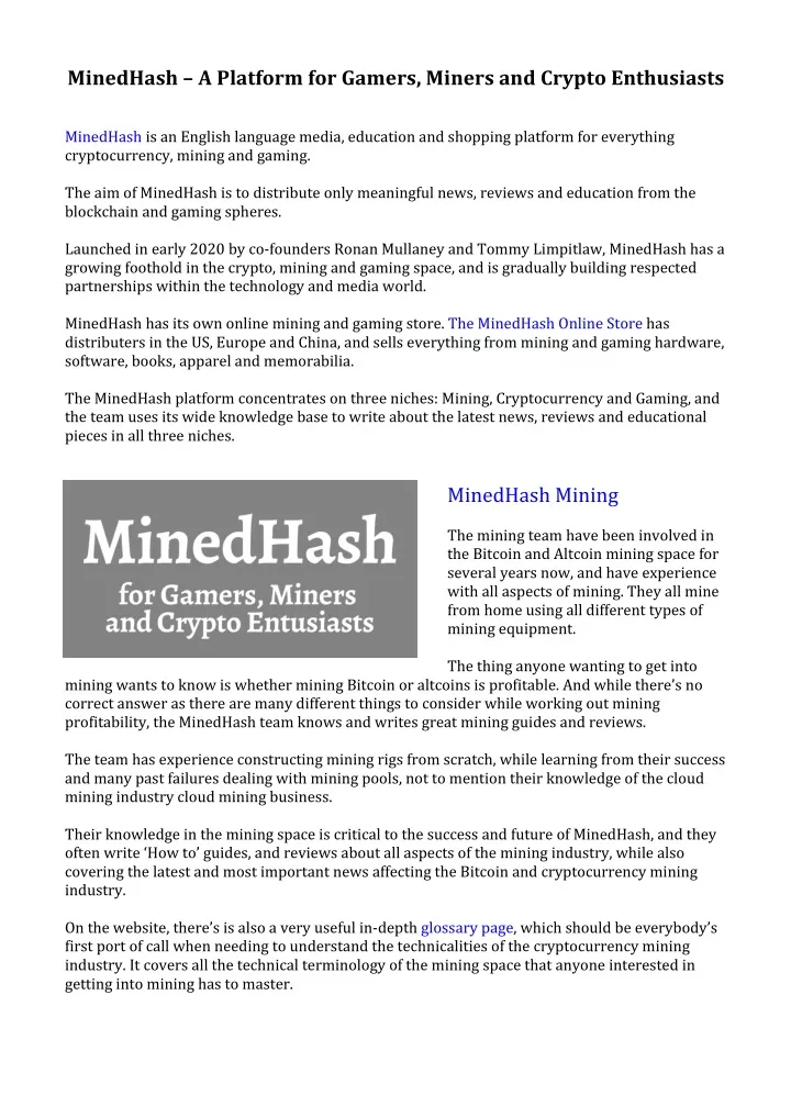 minedhash a platform for gamers miners and crypto