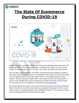 The State Of Ecommerce During COVID-19