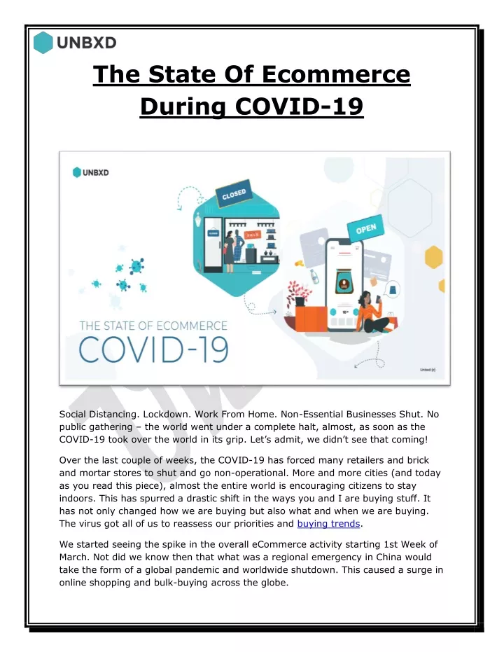 the state of ecommerce during covid 19
